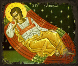 christ anapeson reclining infant jesus aged byzantine icon 2488